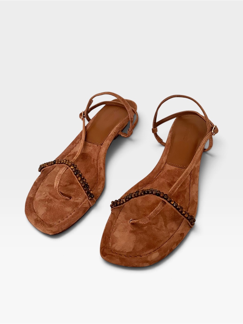 Madewell Beaded Maycie Suede Strappy Sandals Size 9 Brown